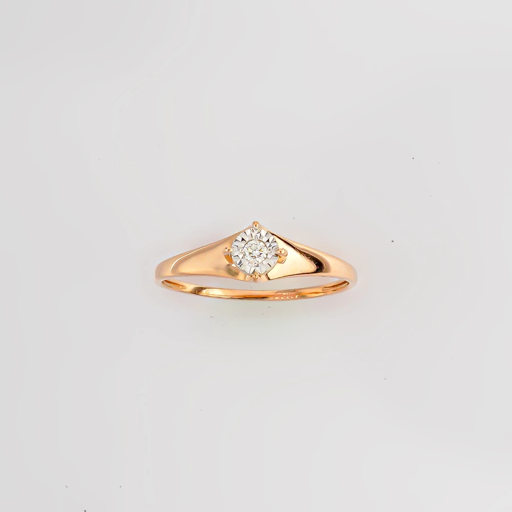 Кольцо с бриллиантом из красного золота 585 пробы