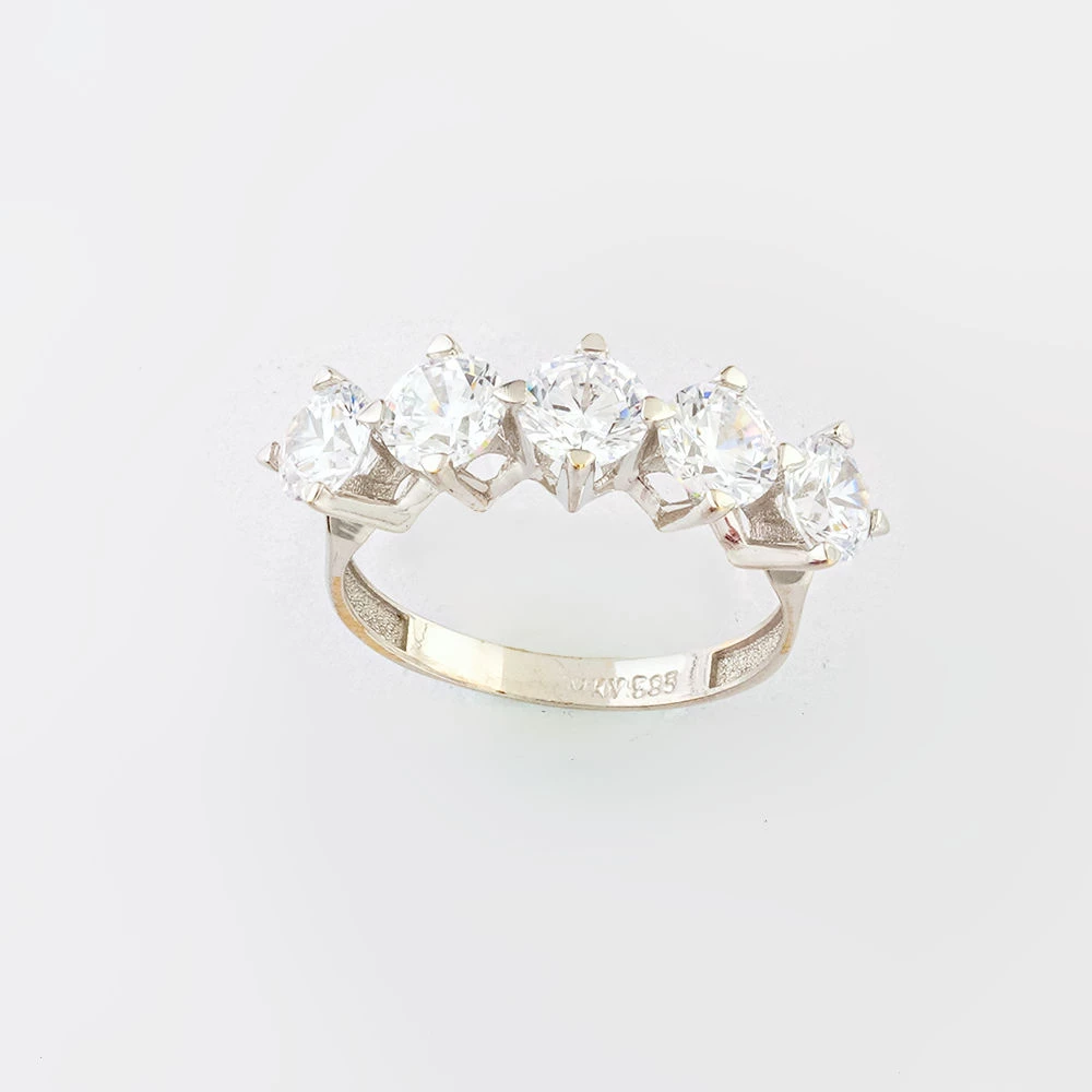 Кольцо с фианитом из белого золота 585 пробы