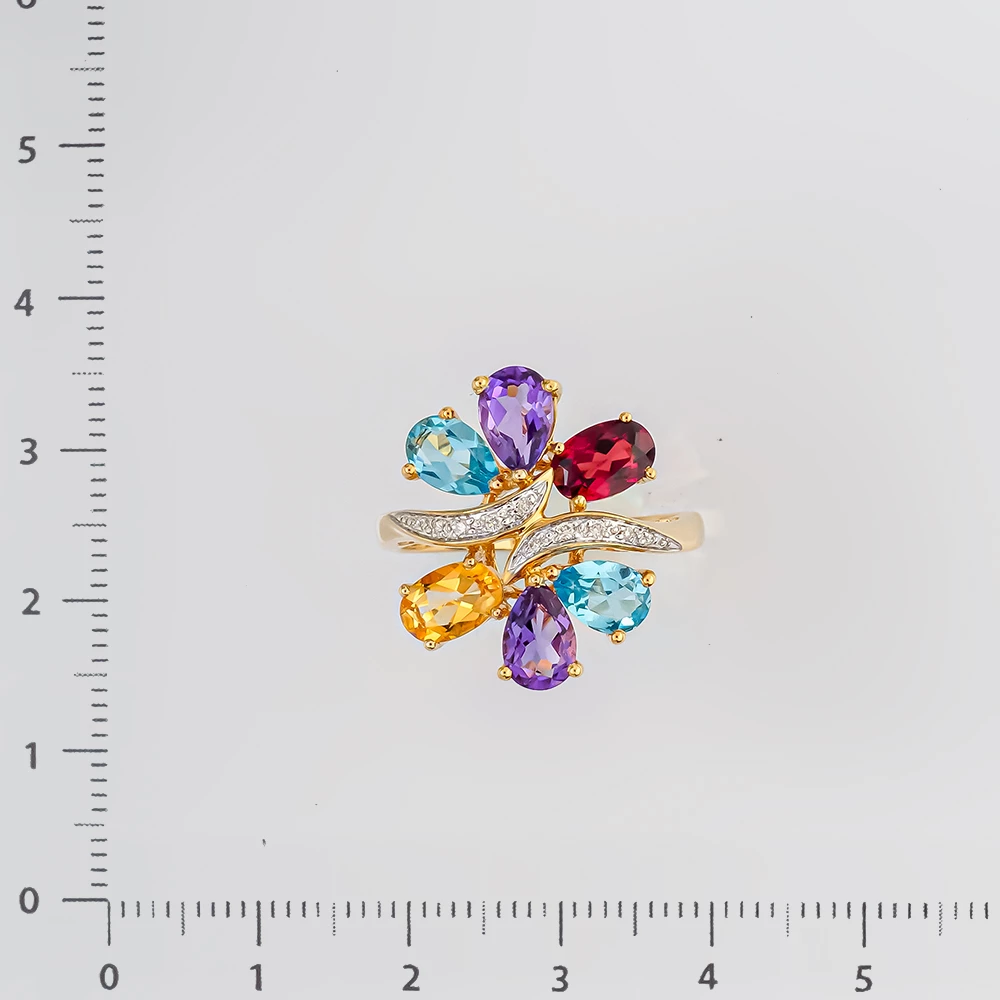 Кольцо с цитрином из желтого золота 585 пробы