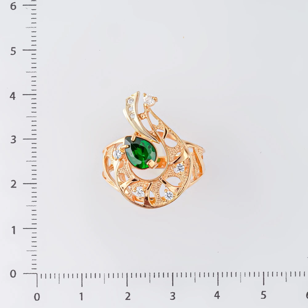 Кольцо с фианитом из красного золота 585 пробы