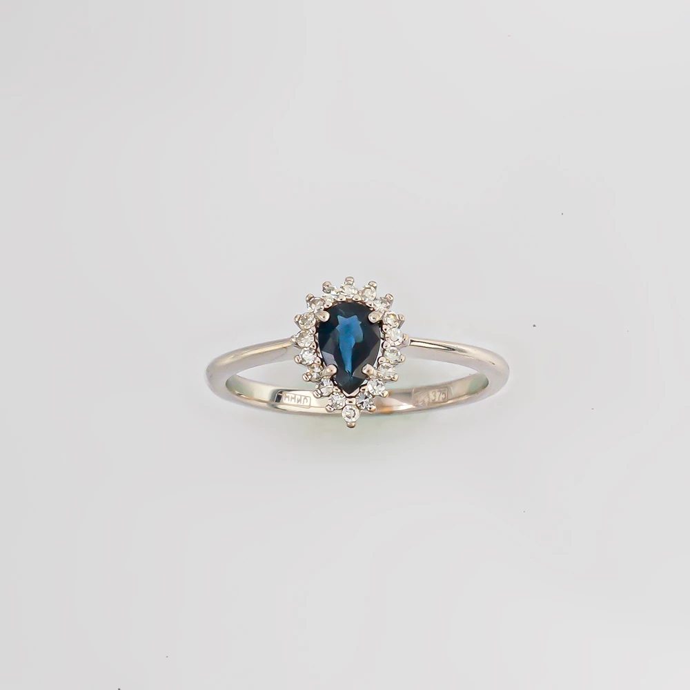 Кольцо с сапфиром из белого золота 375 пробы