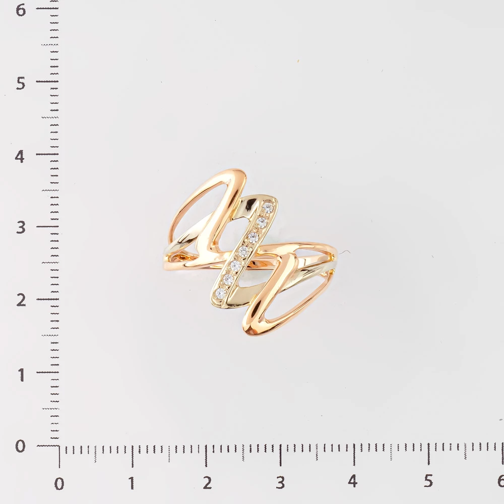 Кольцо с фианитом из красного золота 585 пробы