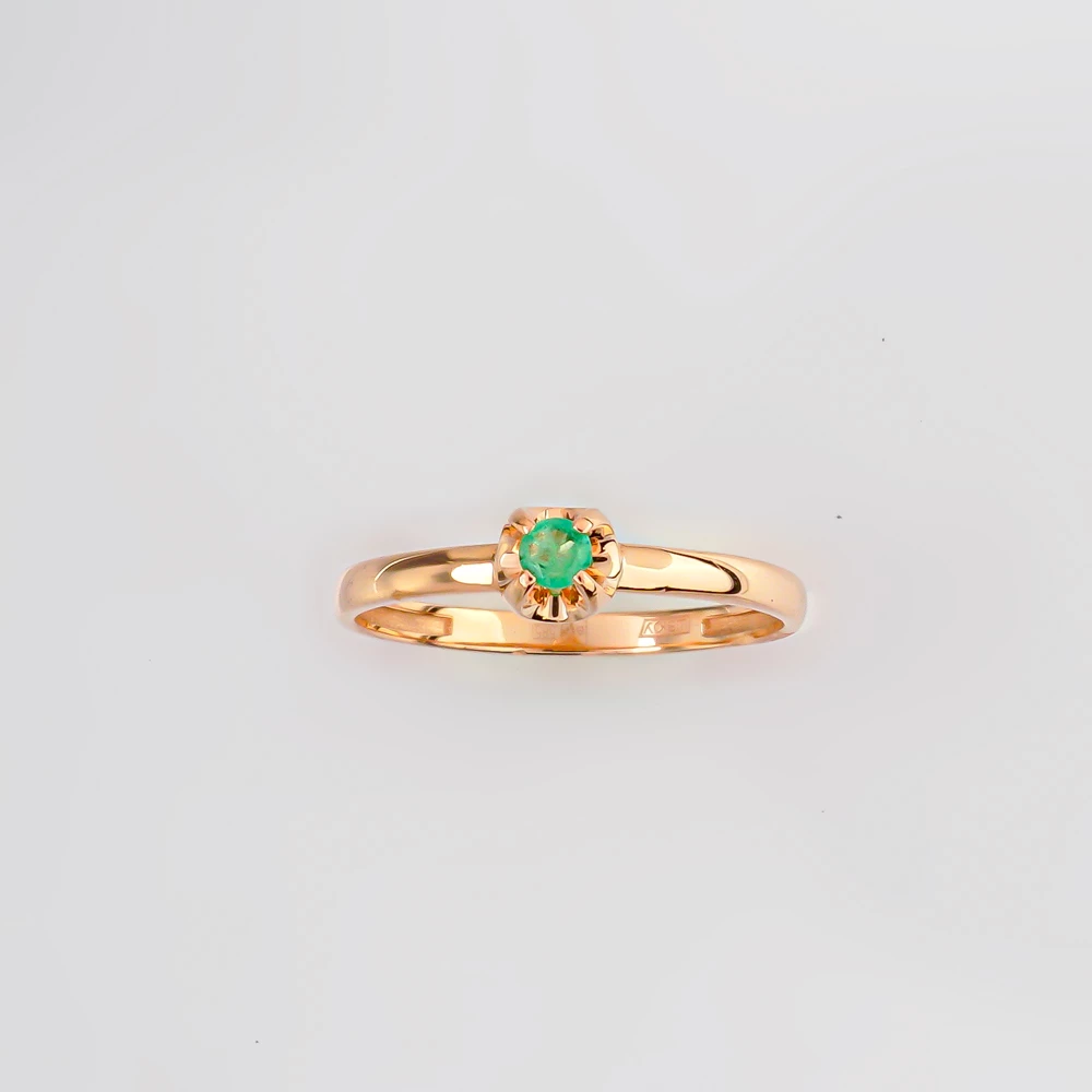 Кольцо с изумрудом из красного золота 585 пробы