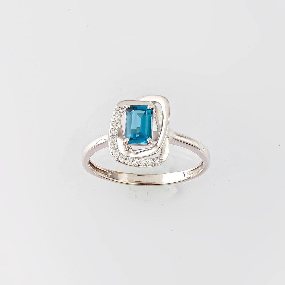 Кольцо с топазом лондон из белого золота 585 пробы