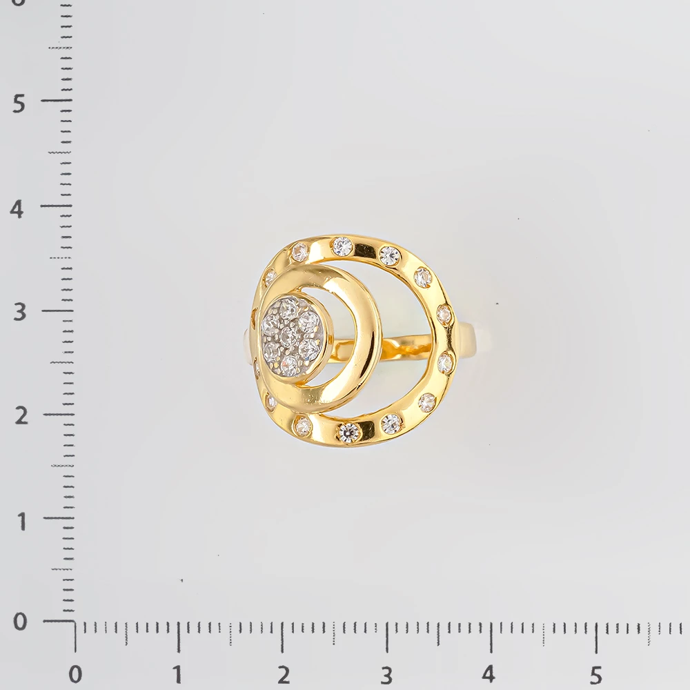 Кольцо с фианитом из красного золота 585 пробы