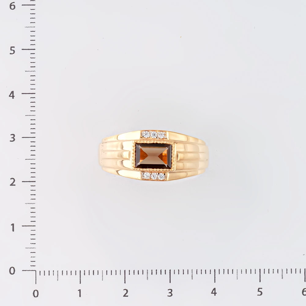 Кольцо с раух-топазом из красного золота 585 пробы