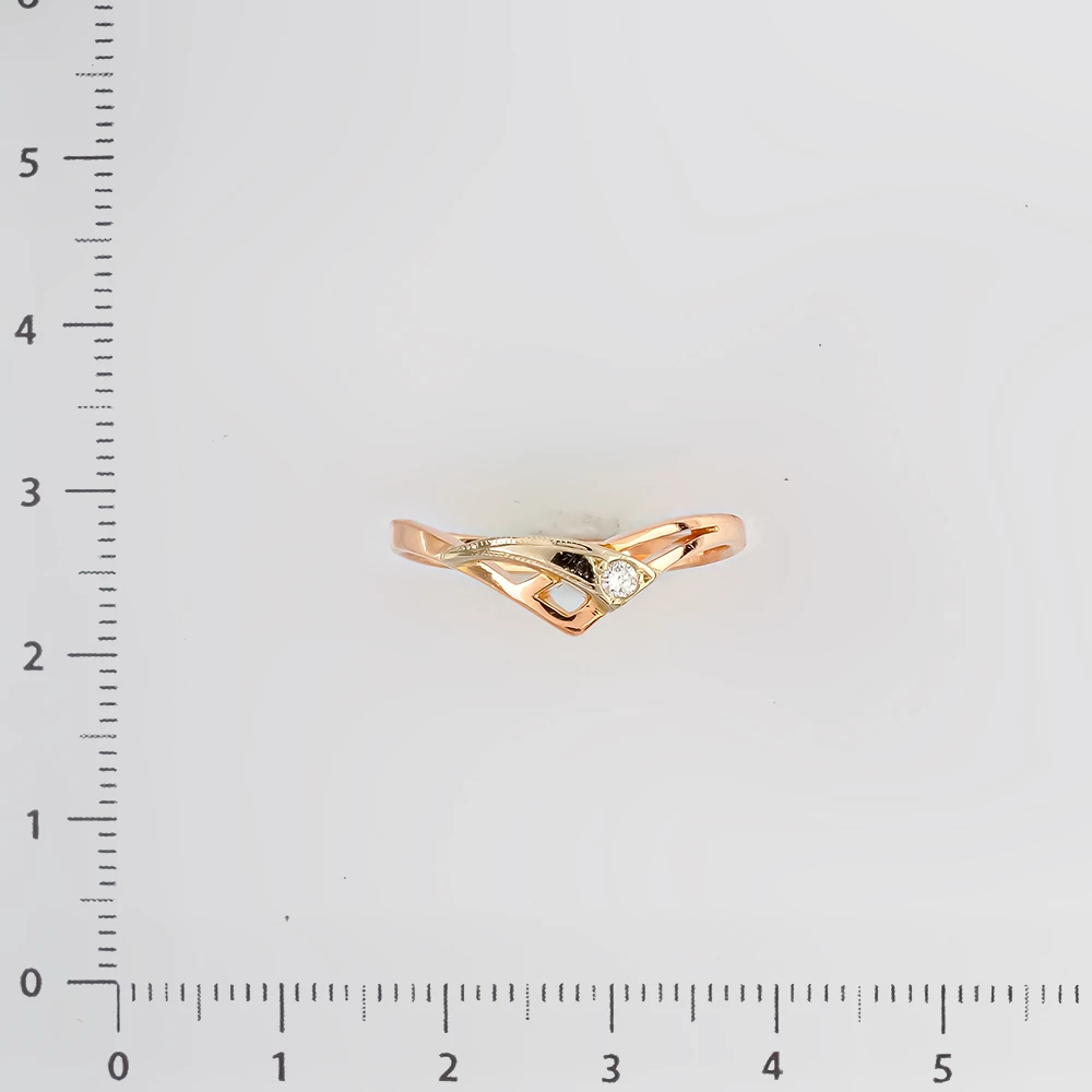 Кольцо с бриллиантом из красного золота 585 пробы