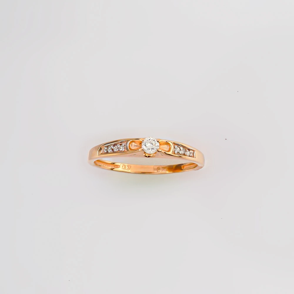 Кольцо с бриллиантом из красного золота 585 пробы