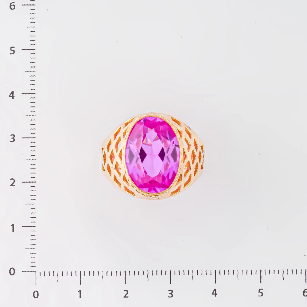 Кольцо с фианитом из красного золота 583 пробы