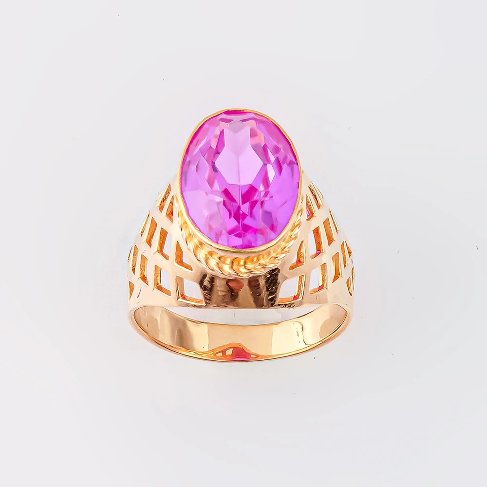 Кольцо с фианитом из красного золота 583 пробы