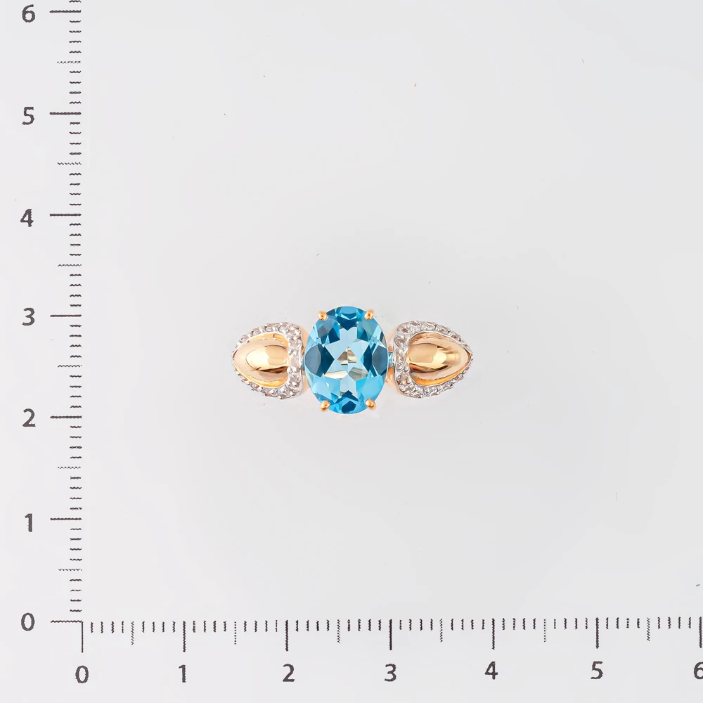 Кольцо с топазом из красного золота 585 пробы