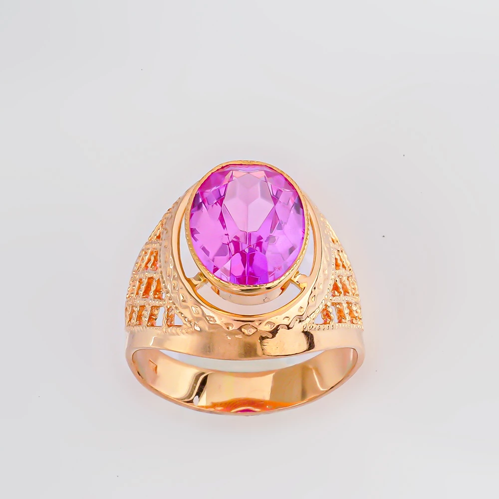 Кольцо с фианитом из красного золота 583 пробы