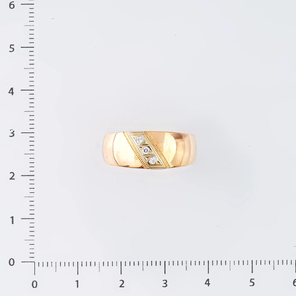 Кольцо с фианитом из красного золота 585 пробы