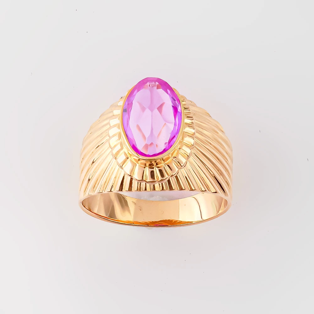 Кольцо с фианитом из красного золота 583 пробы