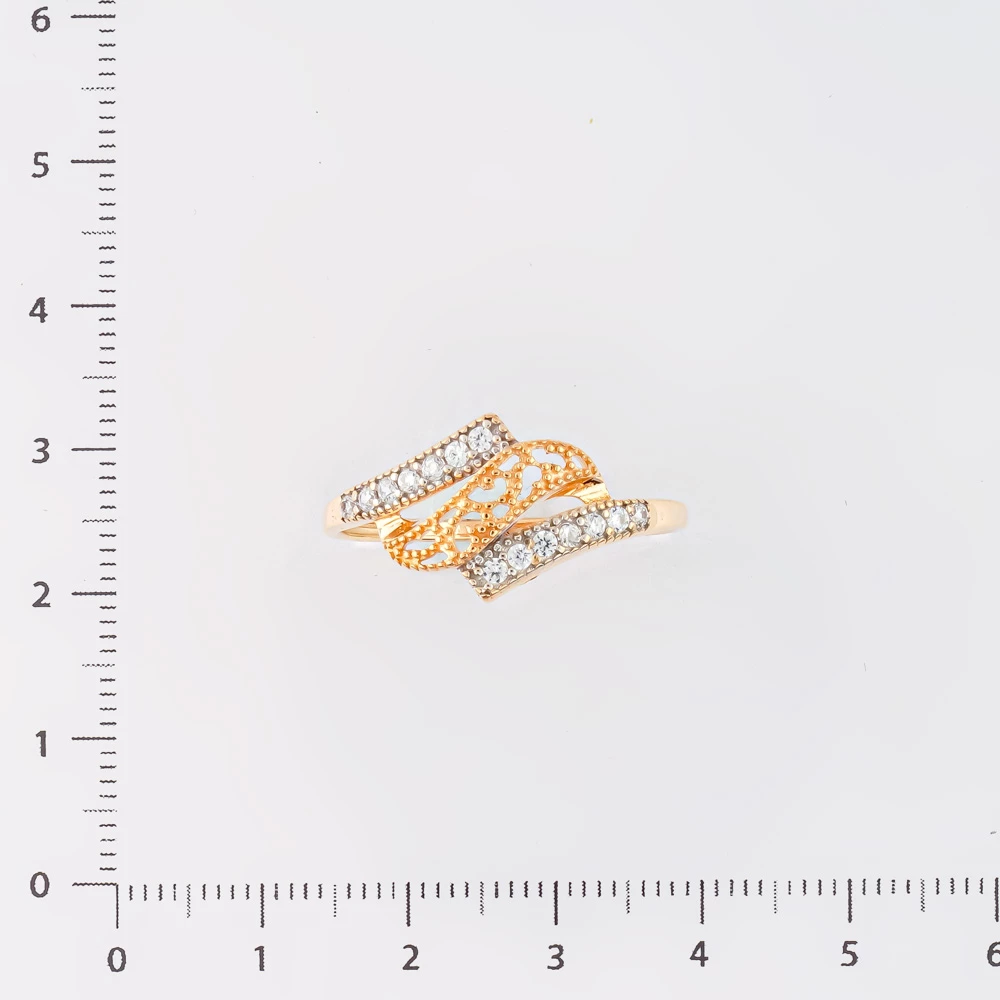 Кольцо с фианитом из красного золота 585 пробы