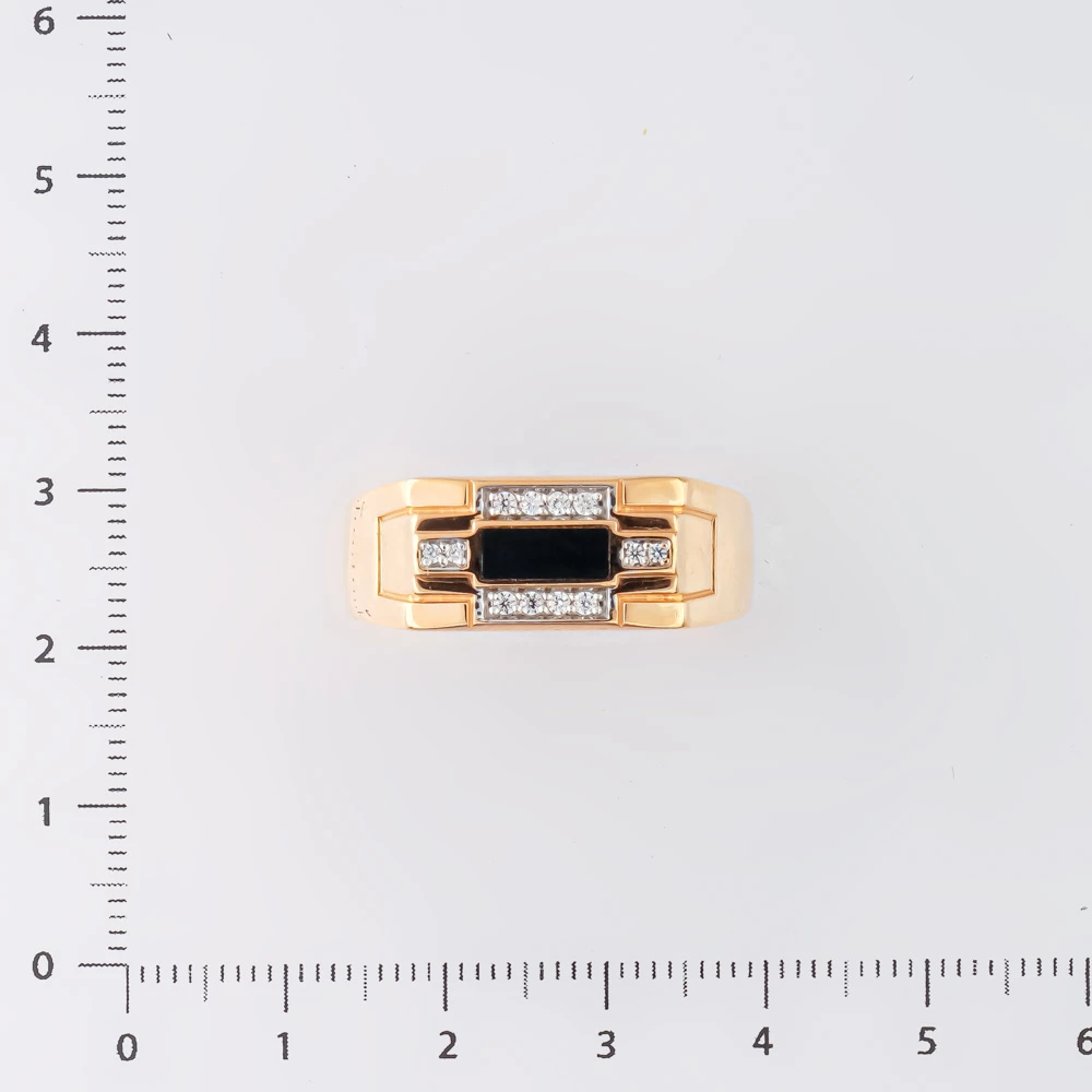 Кольцо с ониксом из красного золота 585 пробы