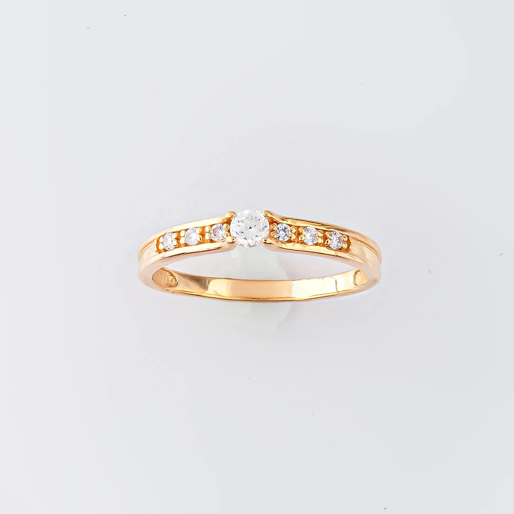 Кольцо с фианитом из красного золота 585 пробы