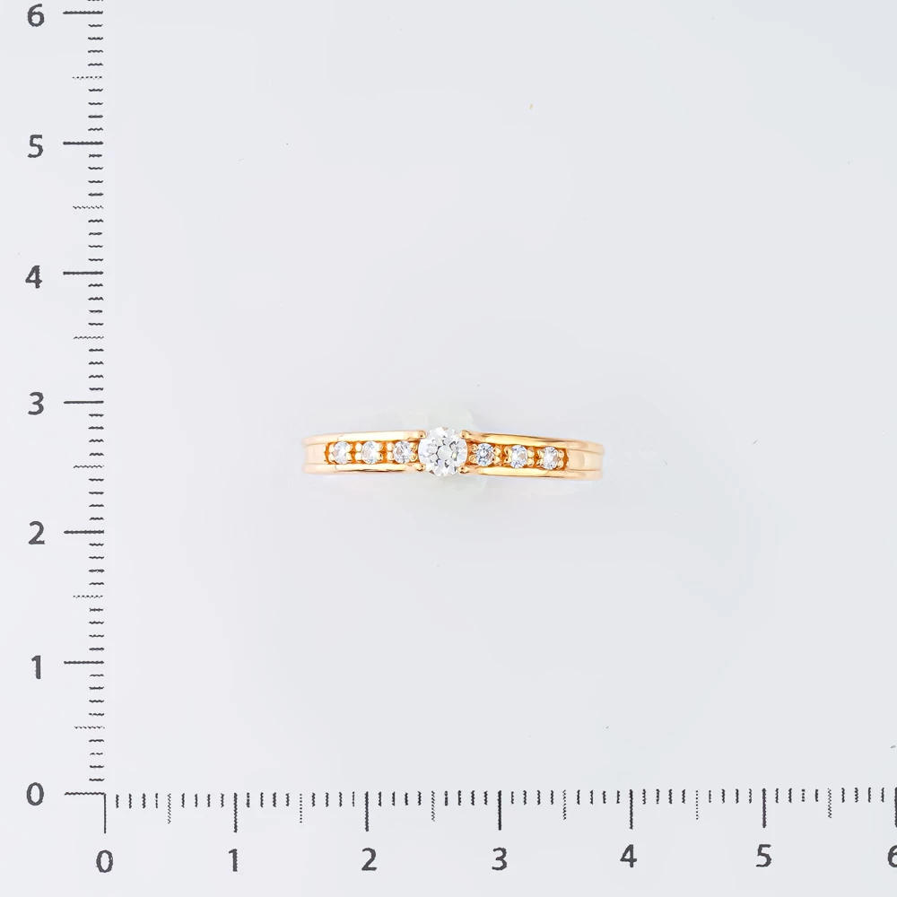 Кольцо с фианитом из красного золота 585 пробы