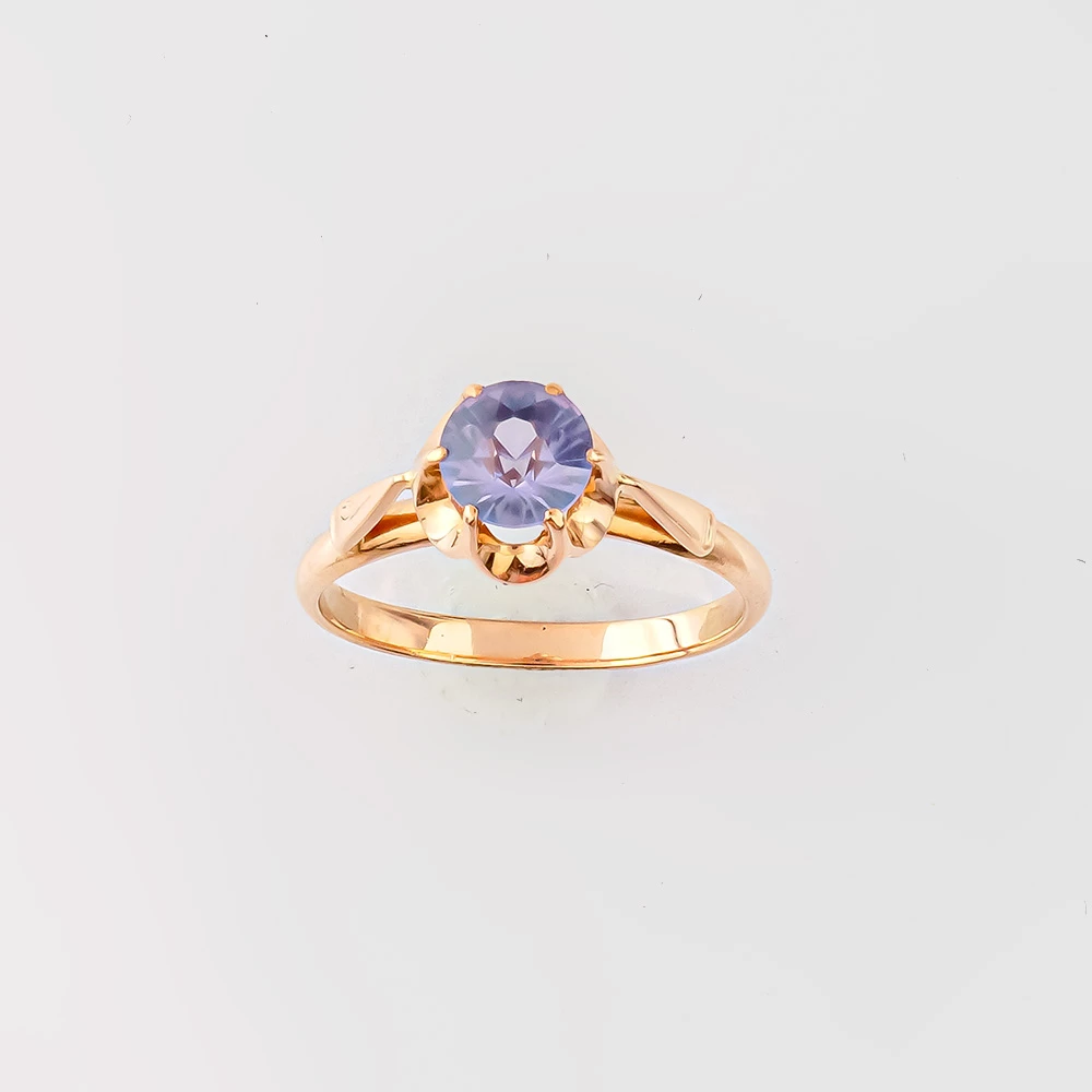 Кольцо с александритом синтетическим из красного золота 583 пробы