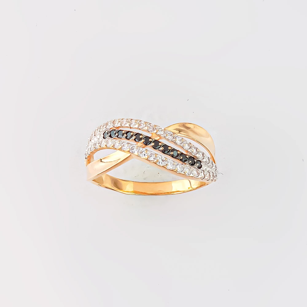 Кольцо с фианитом из красного золота 585 пробы