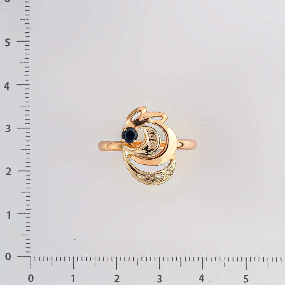 Кольцо с сапфиром из красного золота 585 пробы