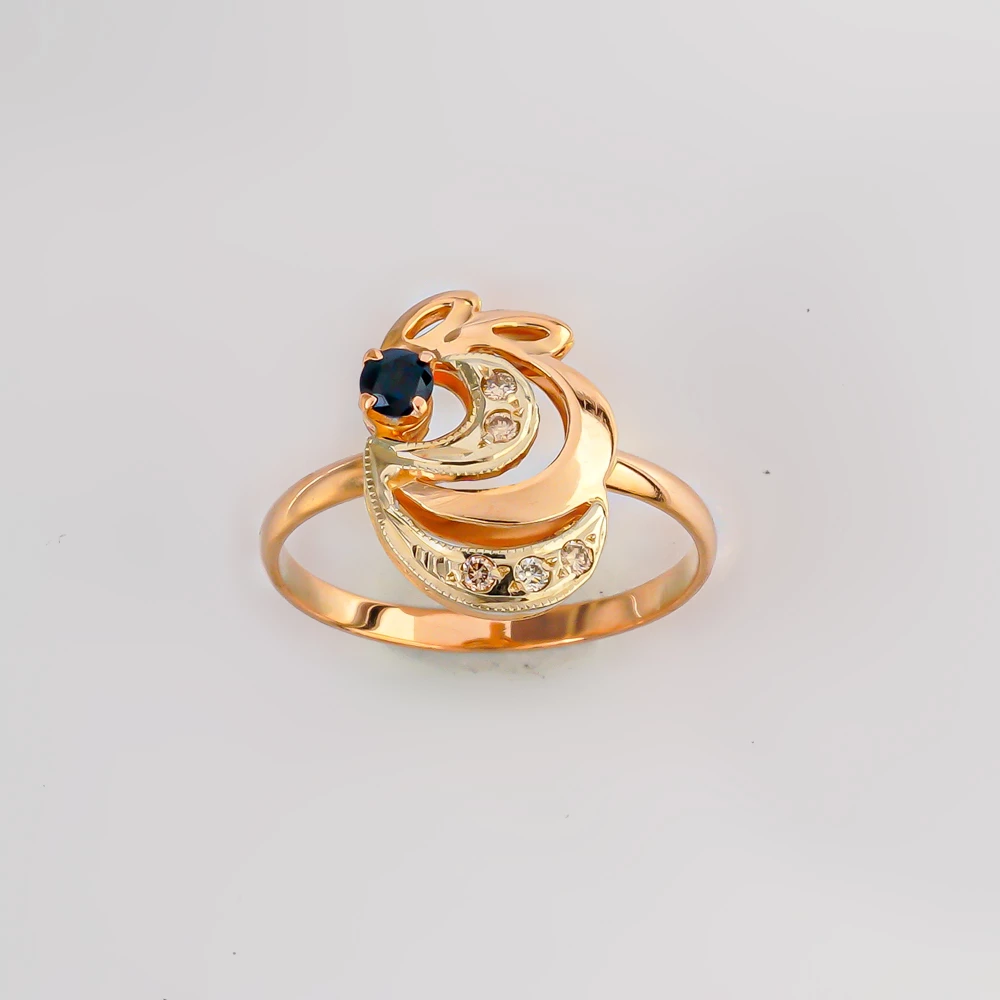 Кольцо с сапфиром из красного золота 585 пробы