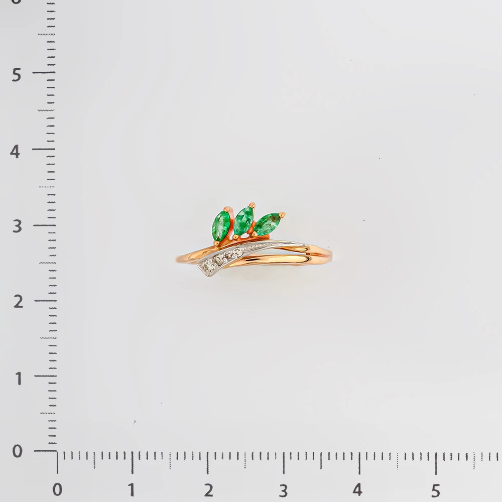 Кольцо с изумрудом из красного золота 585 пробы