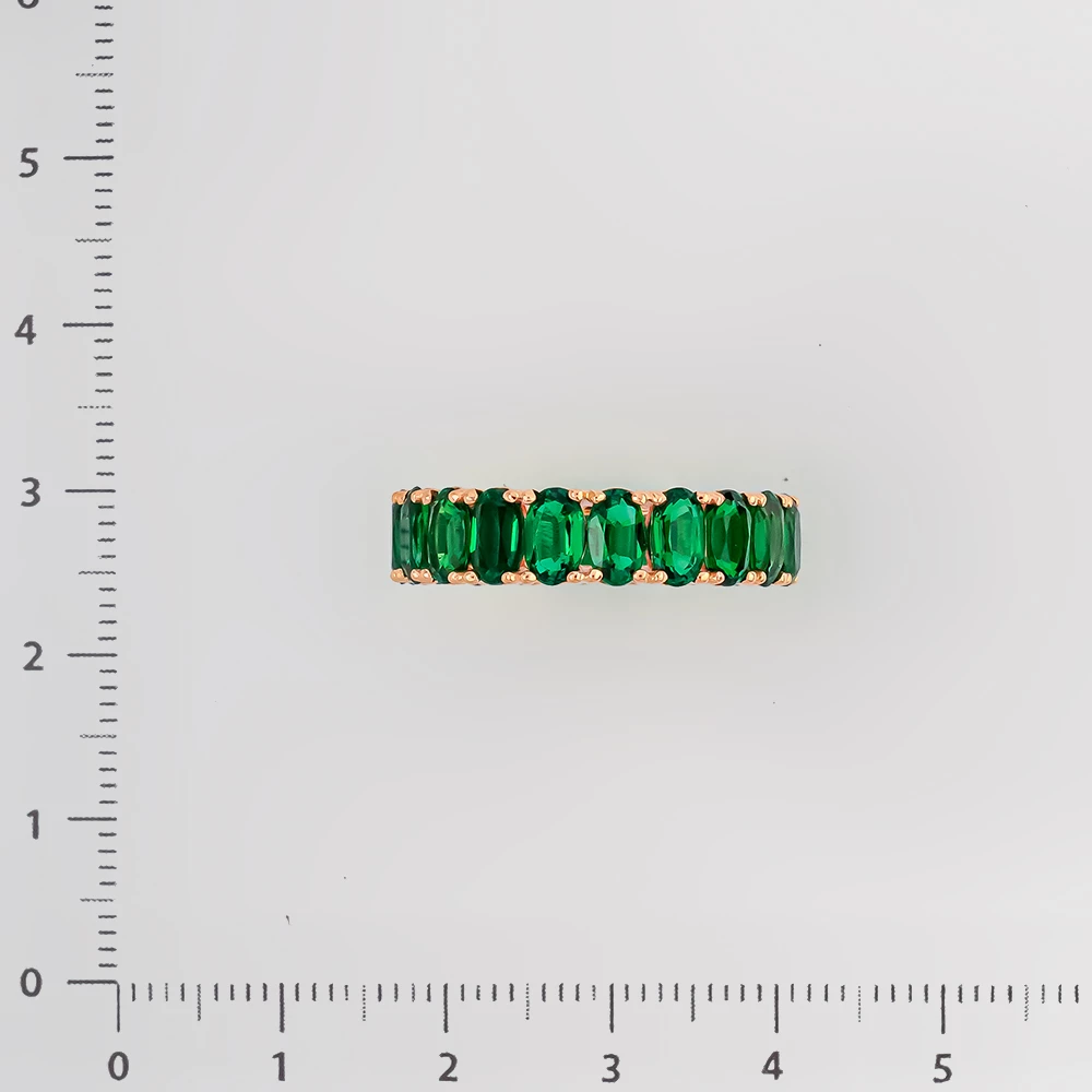 Кольцо с изумрудом синтетическим из красного золота 585 пробы