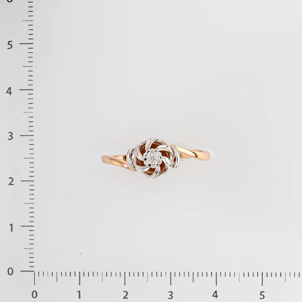 Кольцо с бриллиантом из красного золота 585 пробы