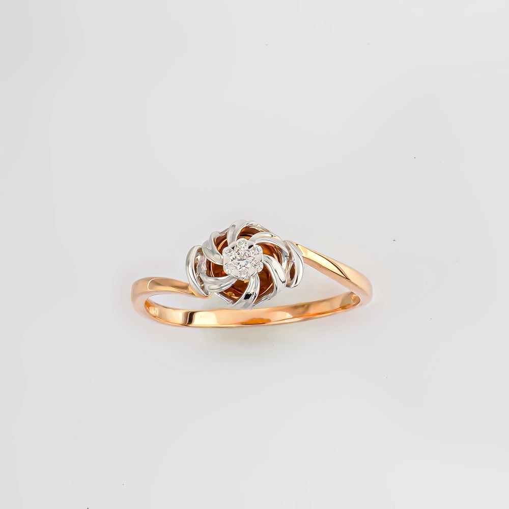 Кольцо с бриллиантом из красного золота 585 пробы