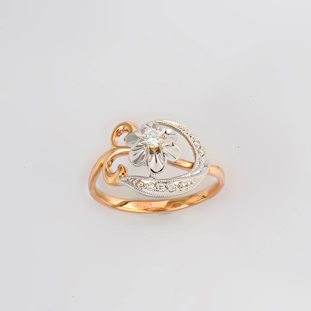 Кольцо с бриллиантом из красного золота 585 пробы