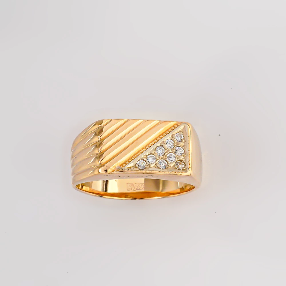 Кольцо с фианитом из красного золота 585 пробы