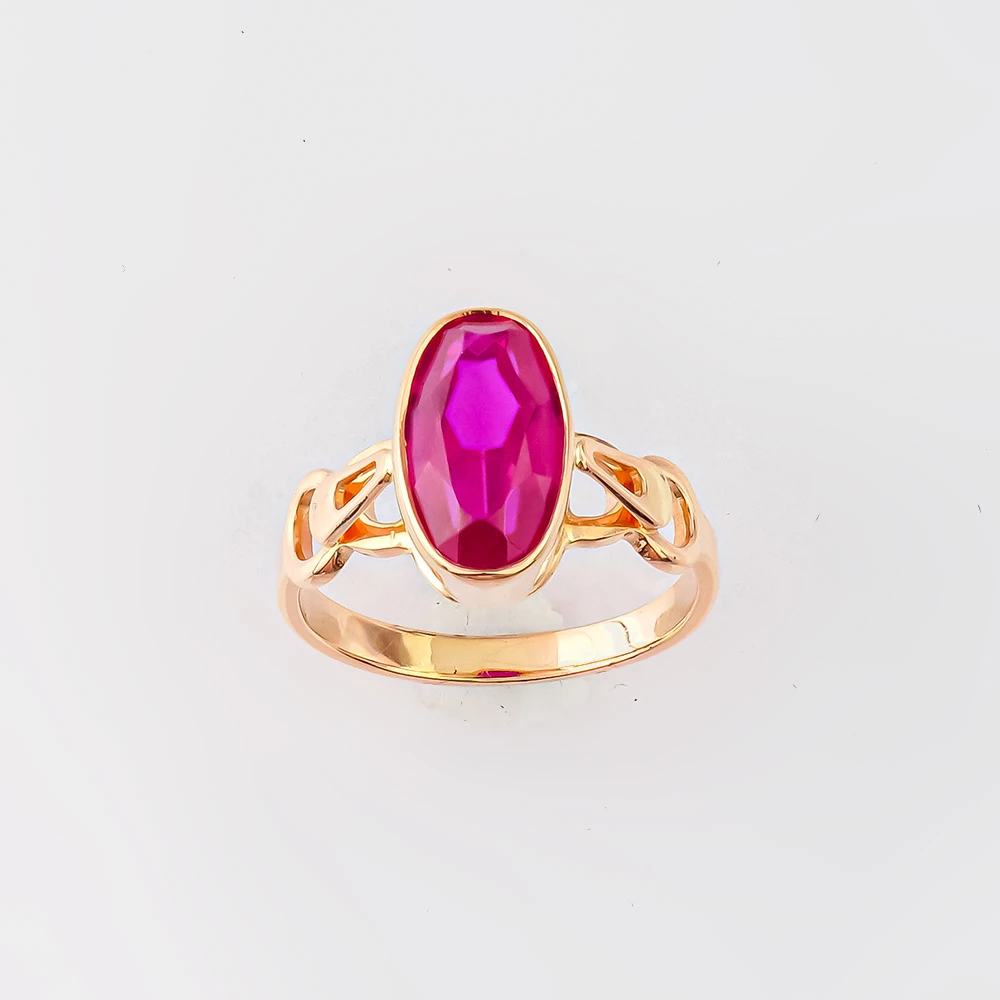 Кольцо с фианитом из красного золота 583 пробы