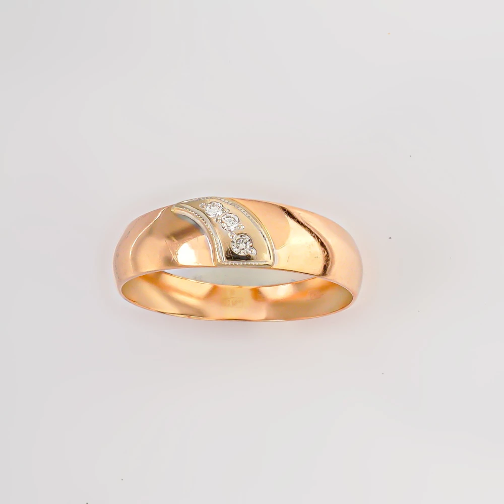 Кольцо с бриллиантом из красного золота 585 пробы