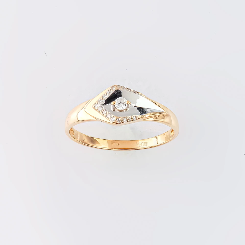 Кольцо с бриллиантом из красного золота 585 пробы