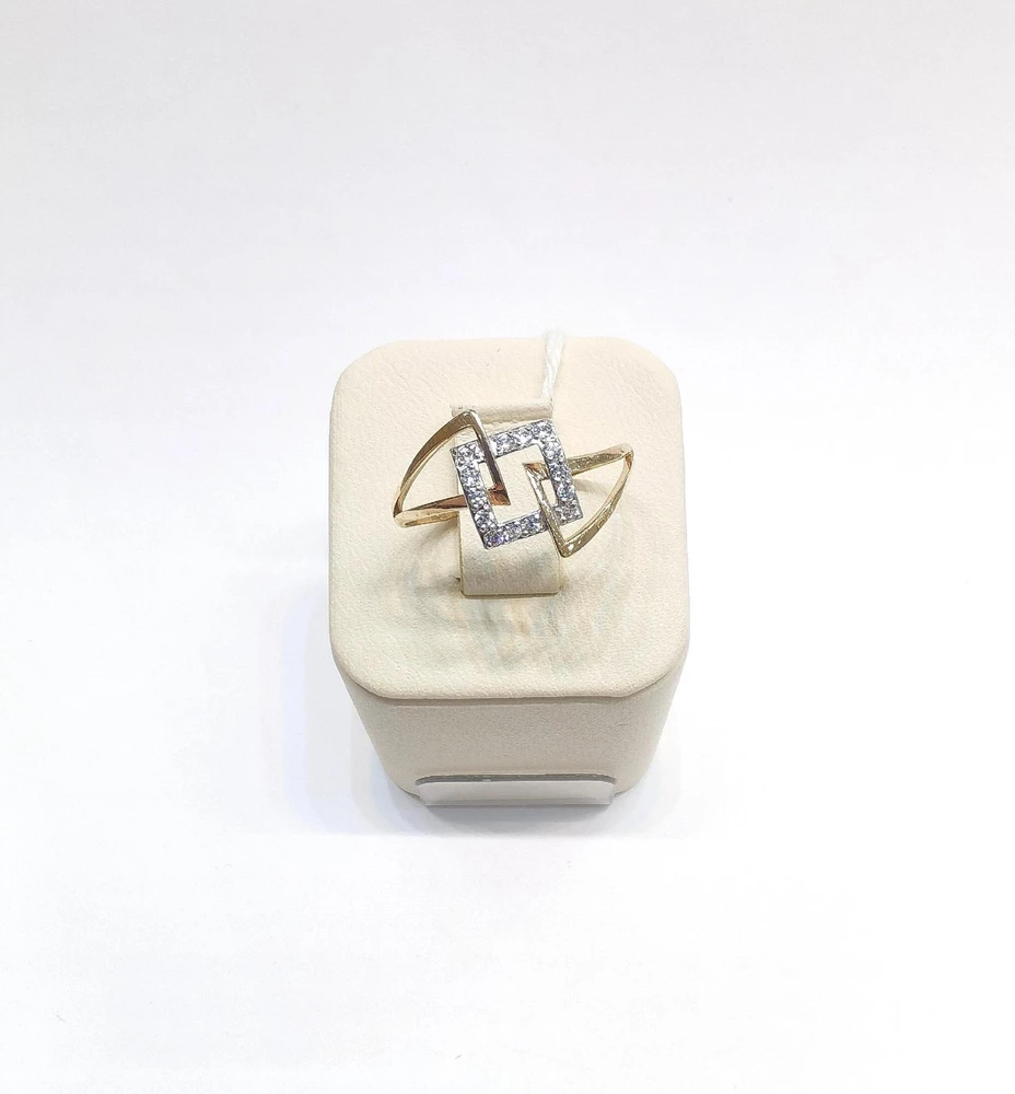 Кольцо с фианитом из красного золота 375 пробы