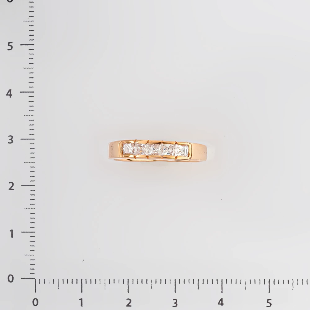 Кольцо с фианитом из красного золота 585 пробы