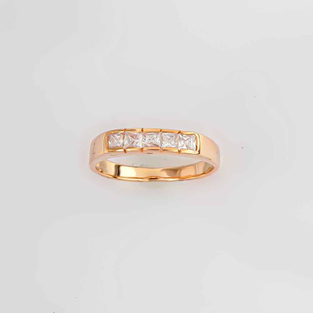 Кольцо с фианитом из красного золота 585 пробы