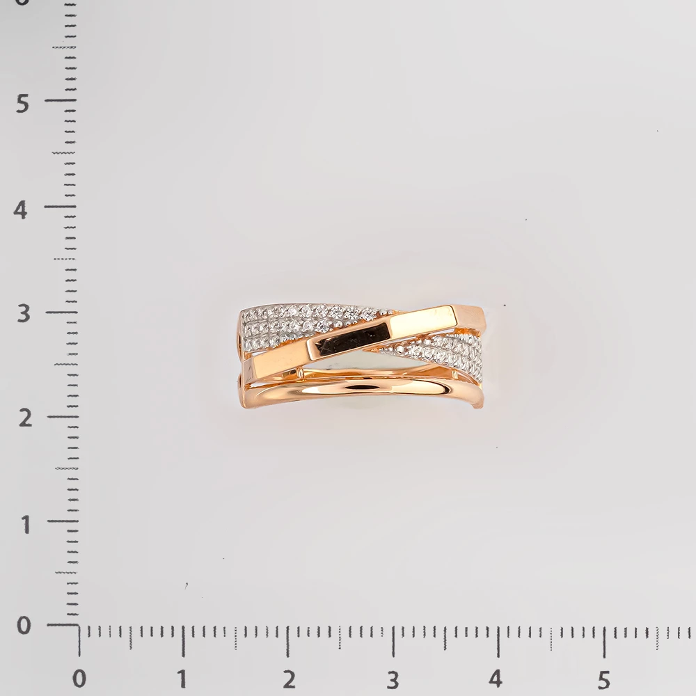 Кольцо с фианитом из красного золота 585 пробы