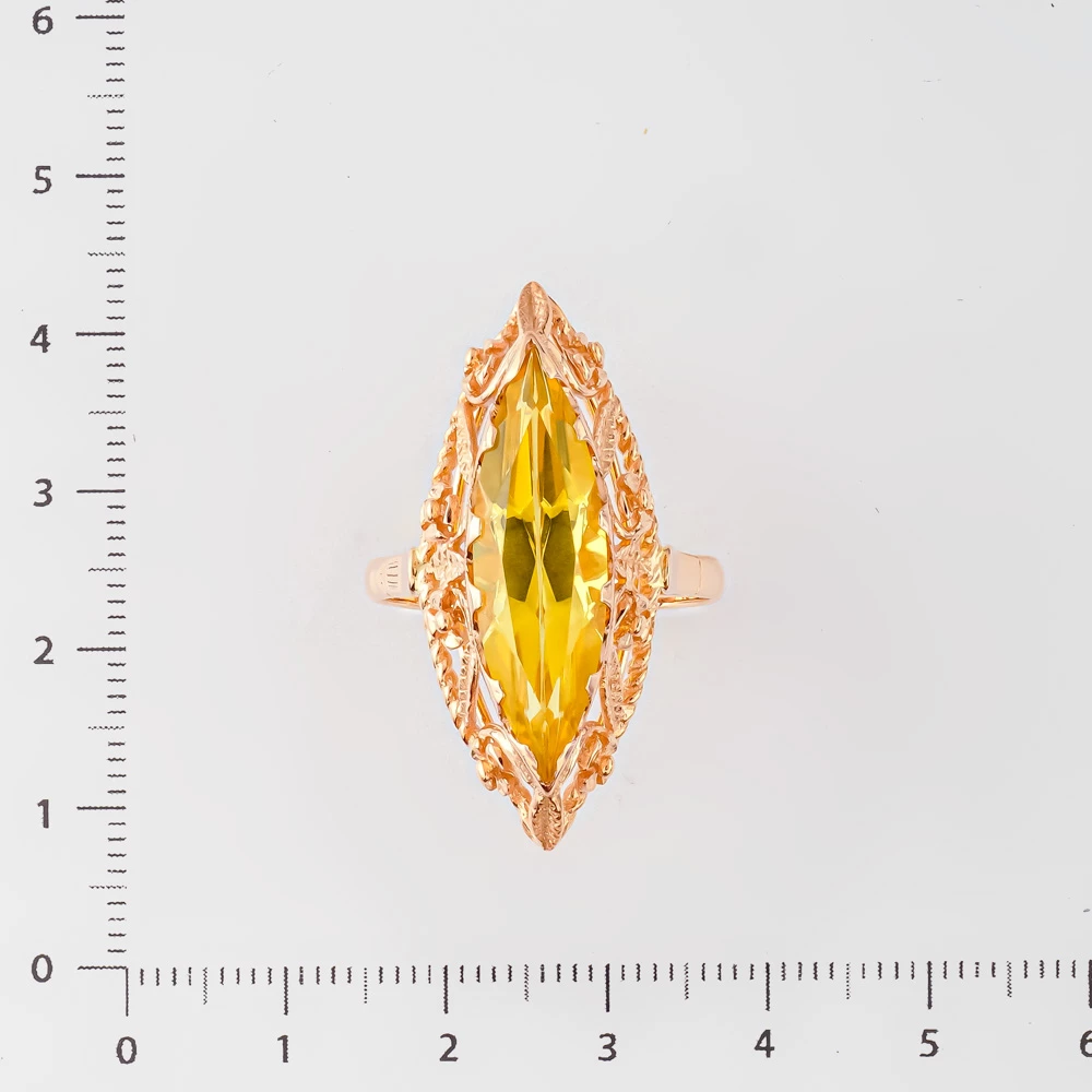 Кольцо с фианитом из красного золота 583 пробы