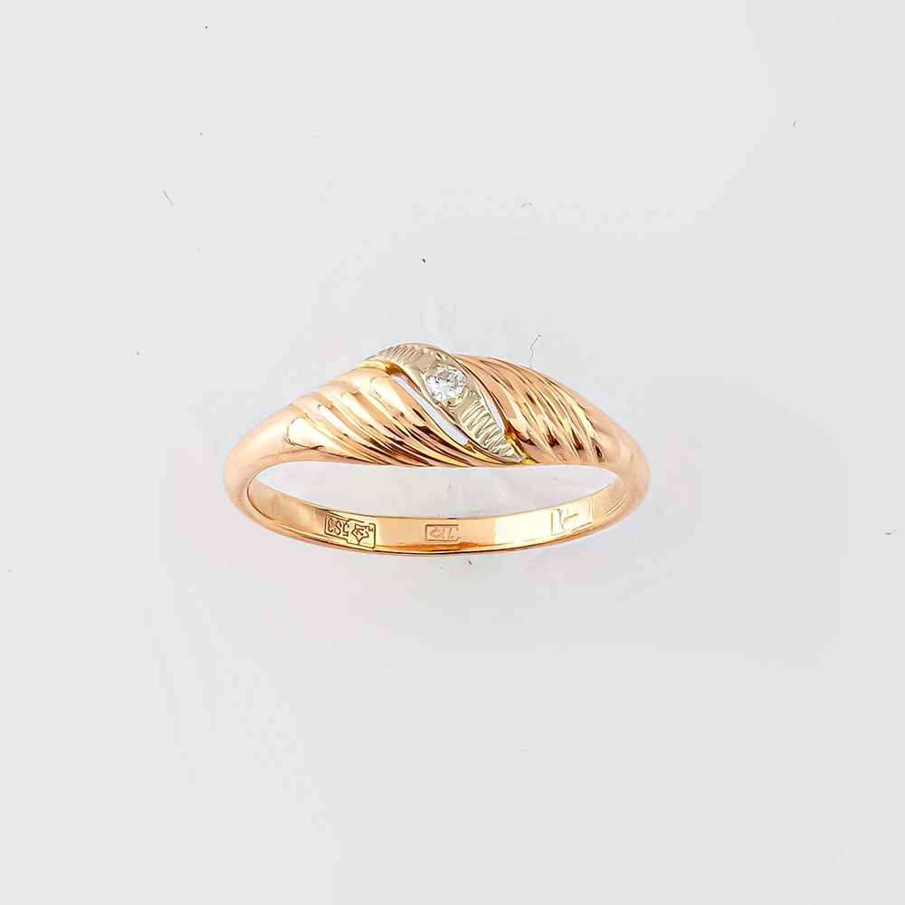 Кольцо с бриллиантом из красного золота 583 пробы