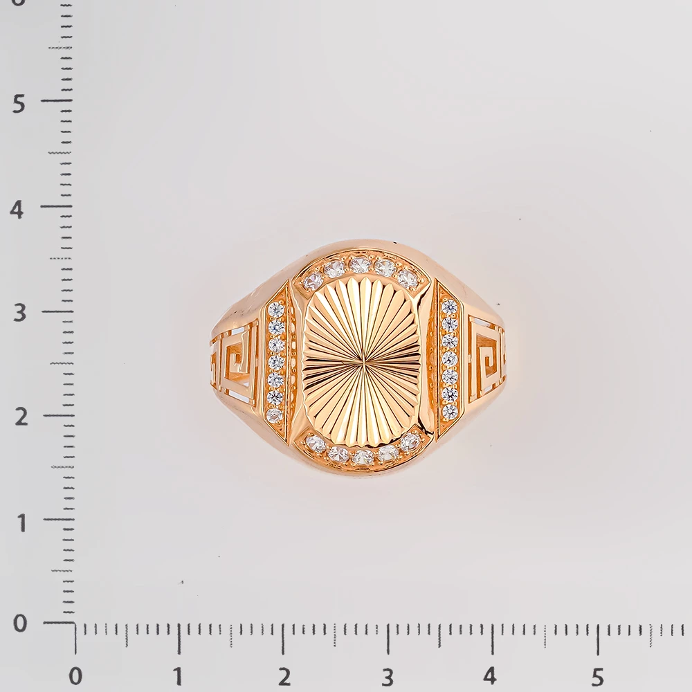 Кольцо с фианитом из красного золота 585 пробы