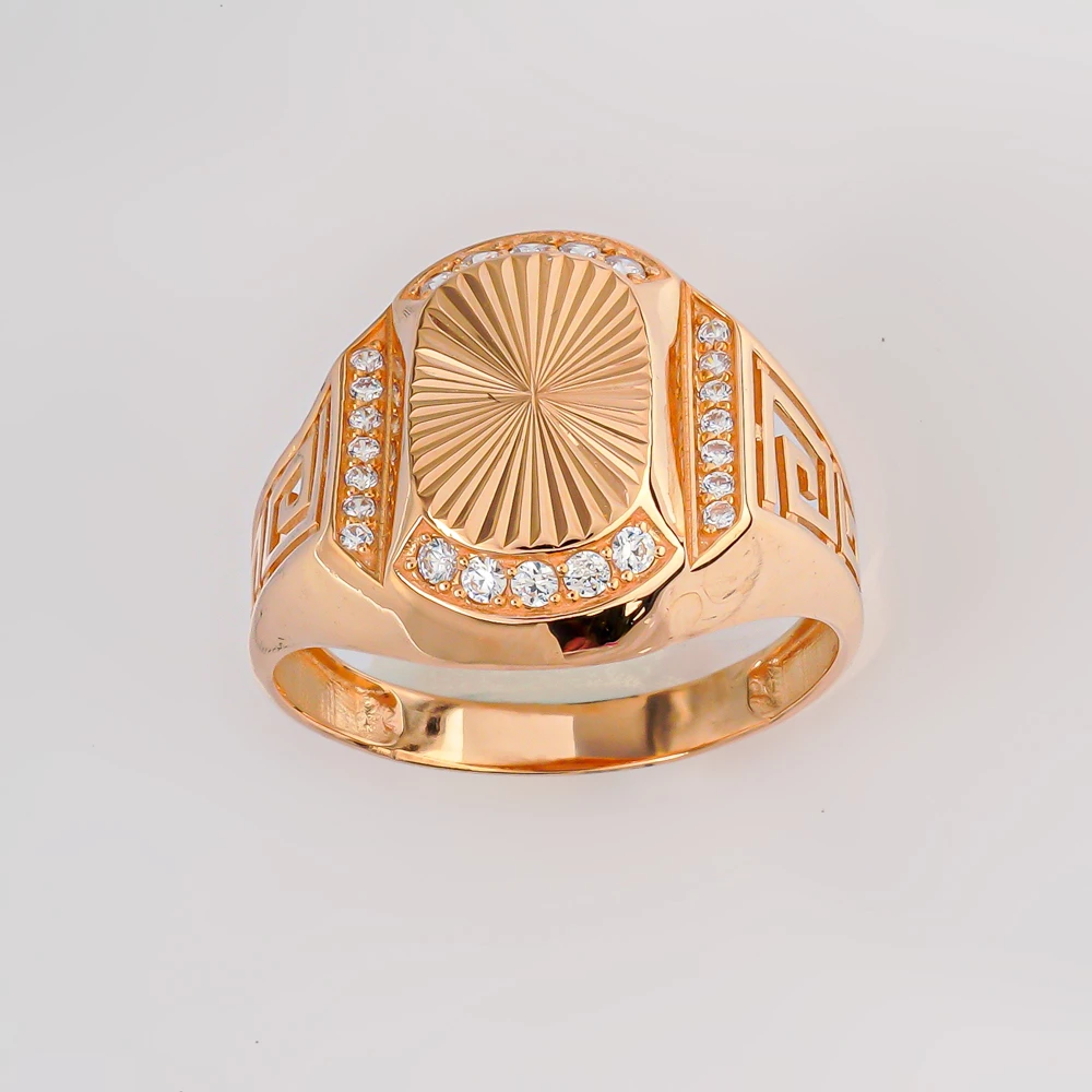 Кольцо с фианитом из красного золота 585 пробы