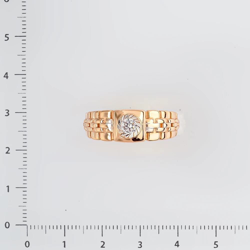 Кольцо с фианитом из красного золота 585 пробы