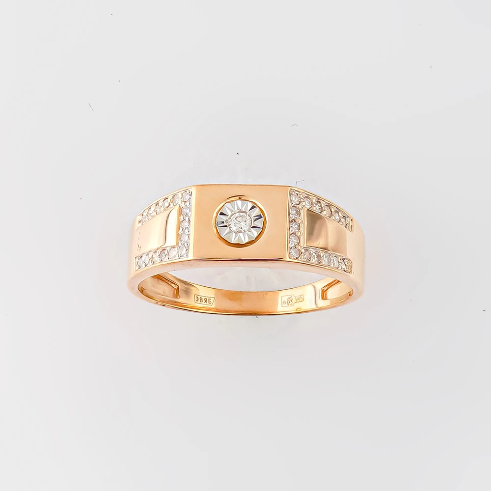 Кольцо с бриллиантом из красного золота 585 пробы