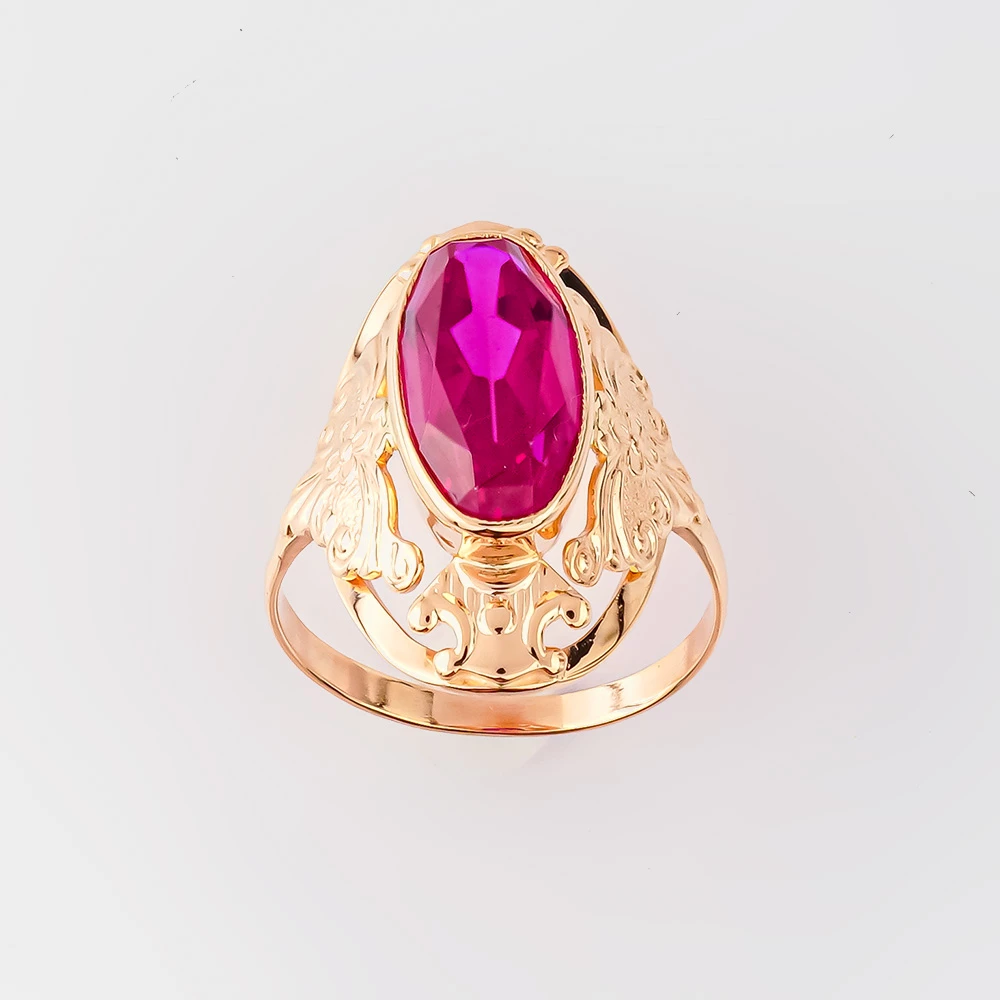 Кольцо с фианитом из красного золота 583 пробы