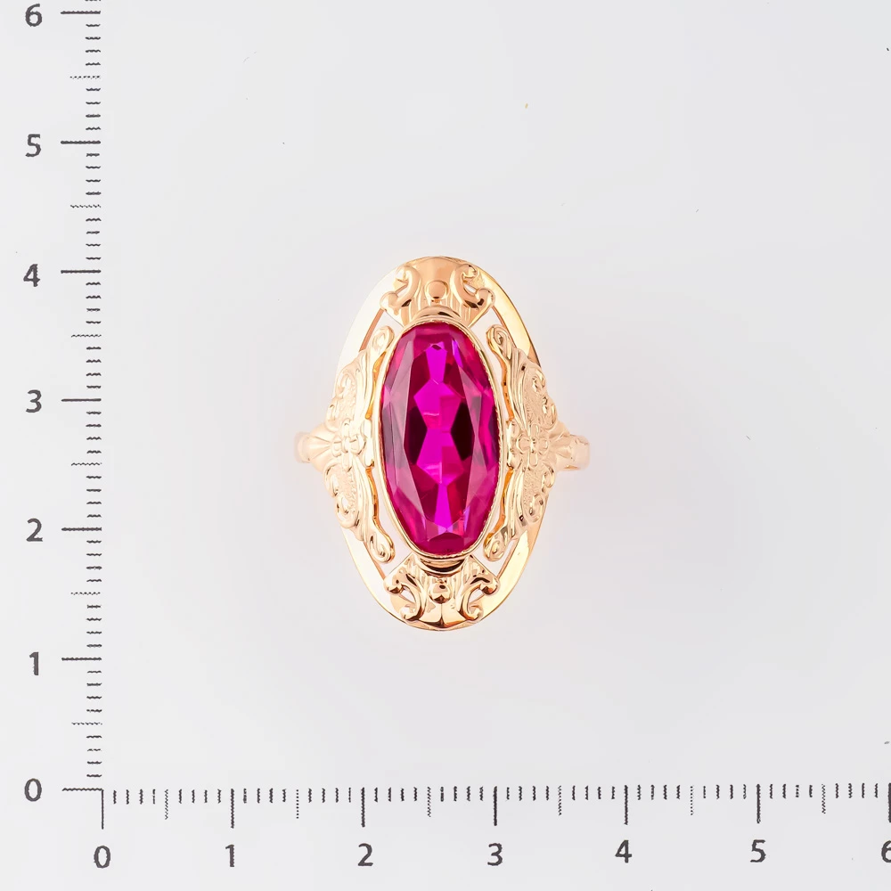 Кольцо с фианитом из красного золота 583 пробы