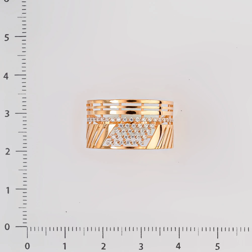 Кольцо с фианитом из красного золота 585 пробы