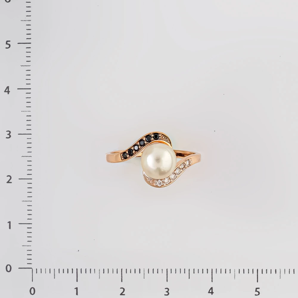 Кольцо с культивированным жемчугом из красного золота 585 пробы