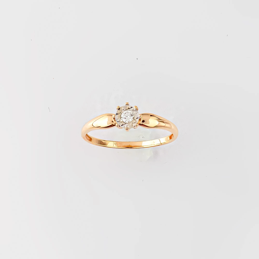 Кольцо с бриллиантом из красного золота 585 пробы